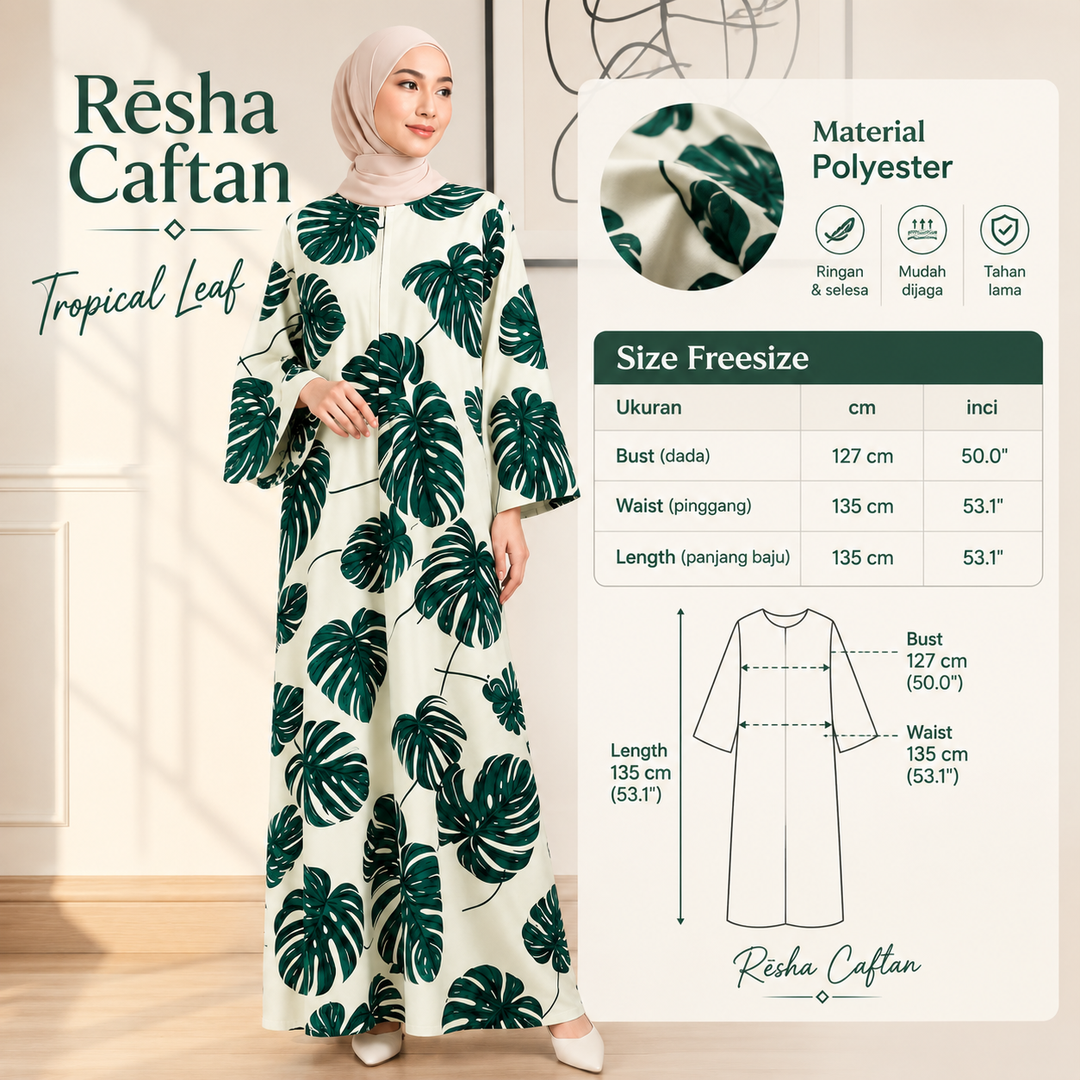 Jadual ukuran Rēsha Caftan
